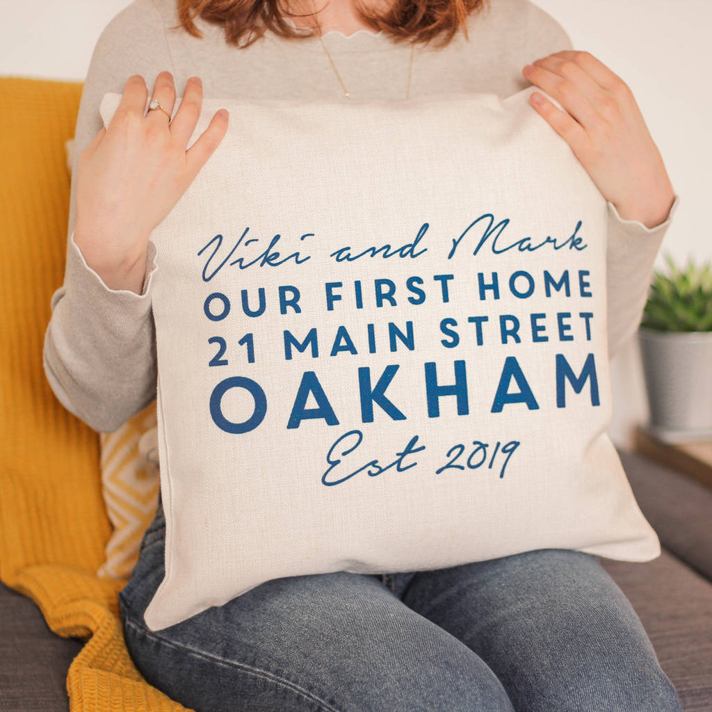 Personalised First Home Address Cushion