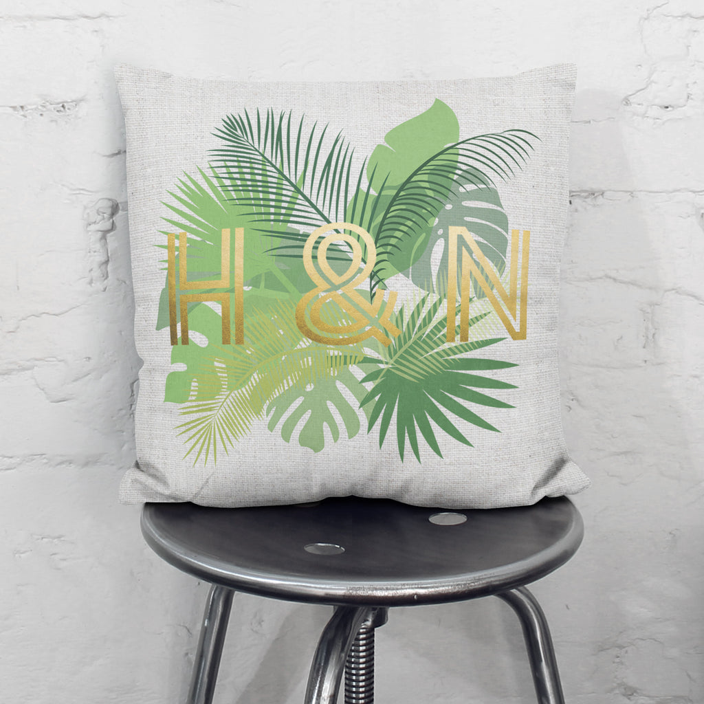 Personalised Metallic Palm Leaf Cushion