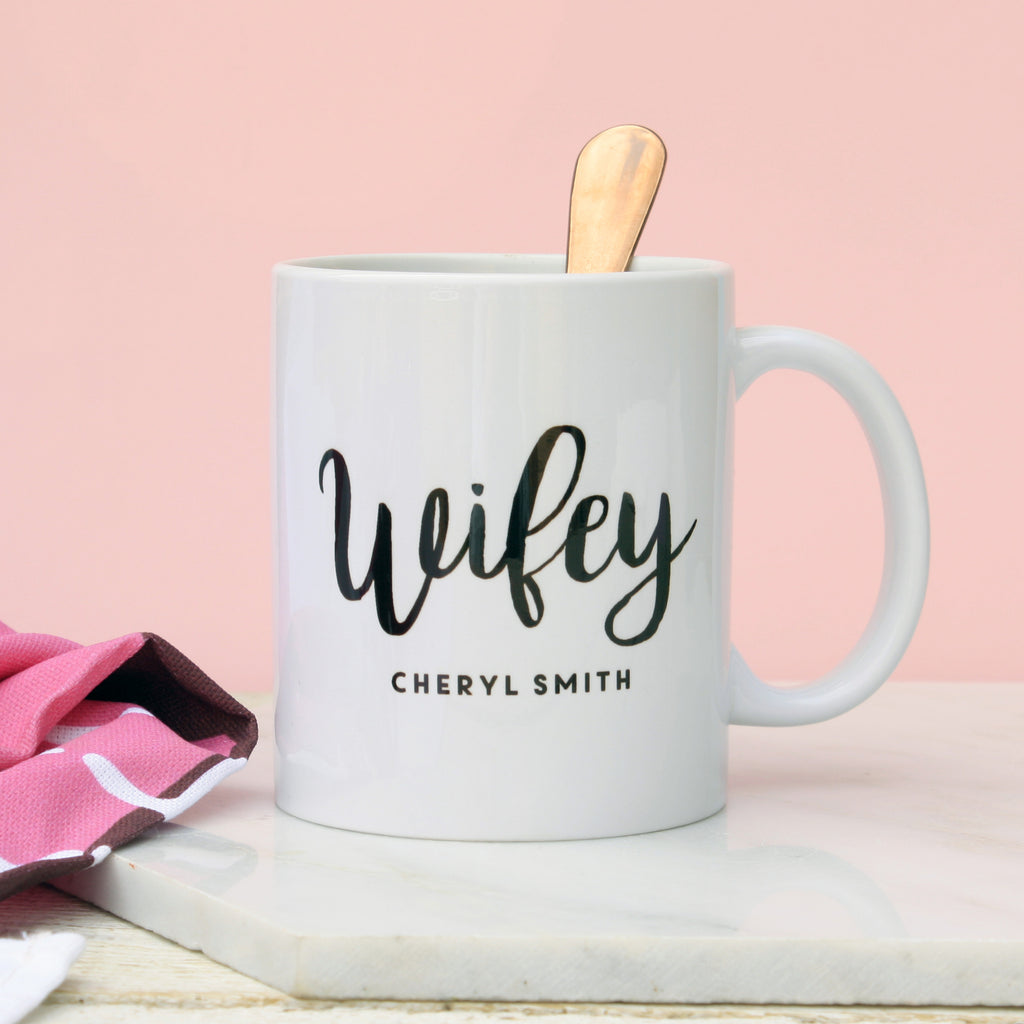 Personalised Hubby And Wifey Mug