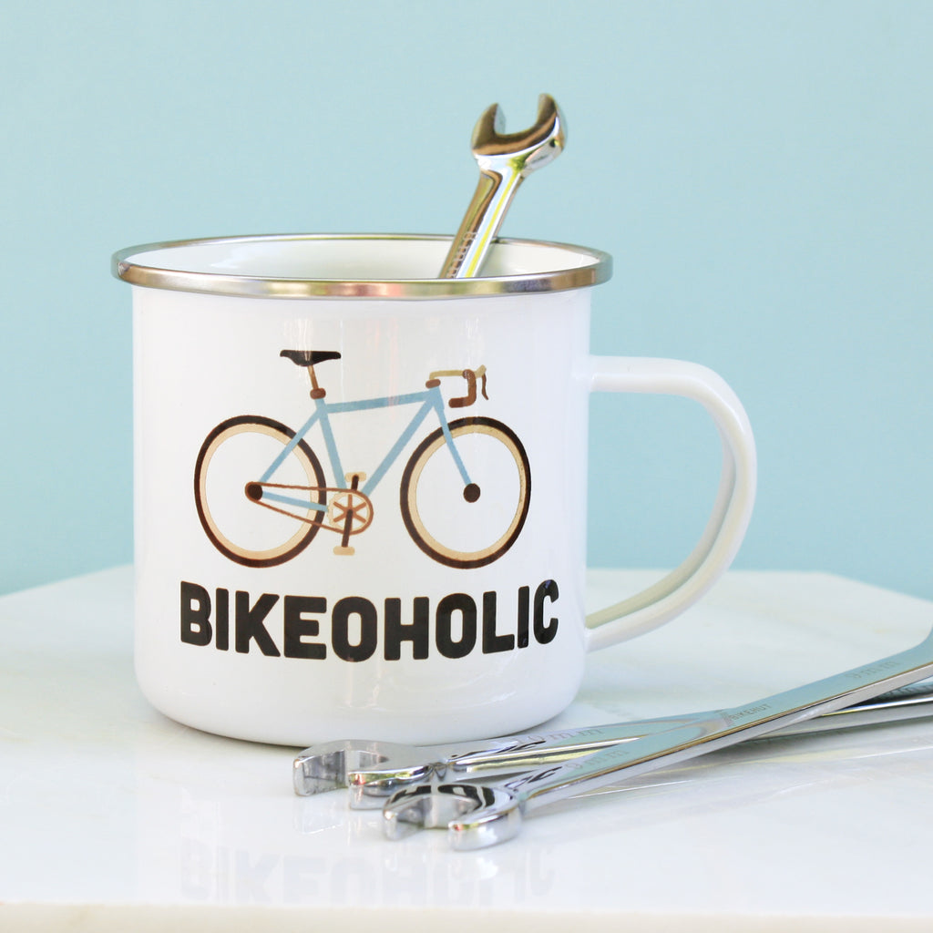 Bikeoholic Enamel Mug