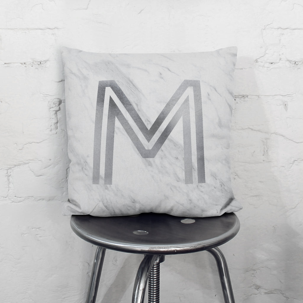 Personalised Metallic Marble Initial Cushion
