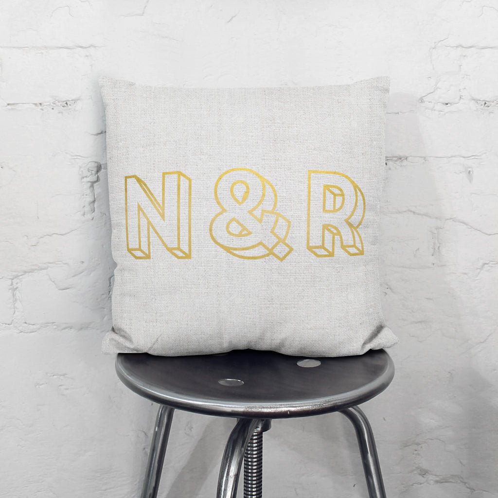 Personalised 3D Gold Initial Cushion