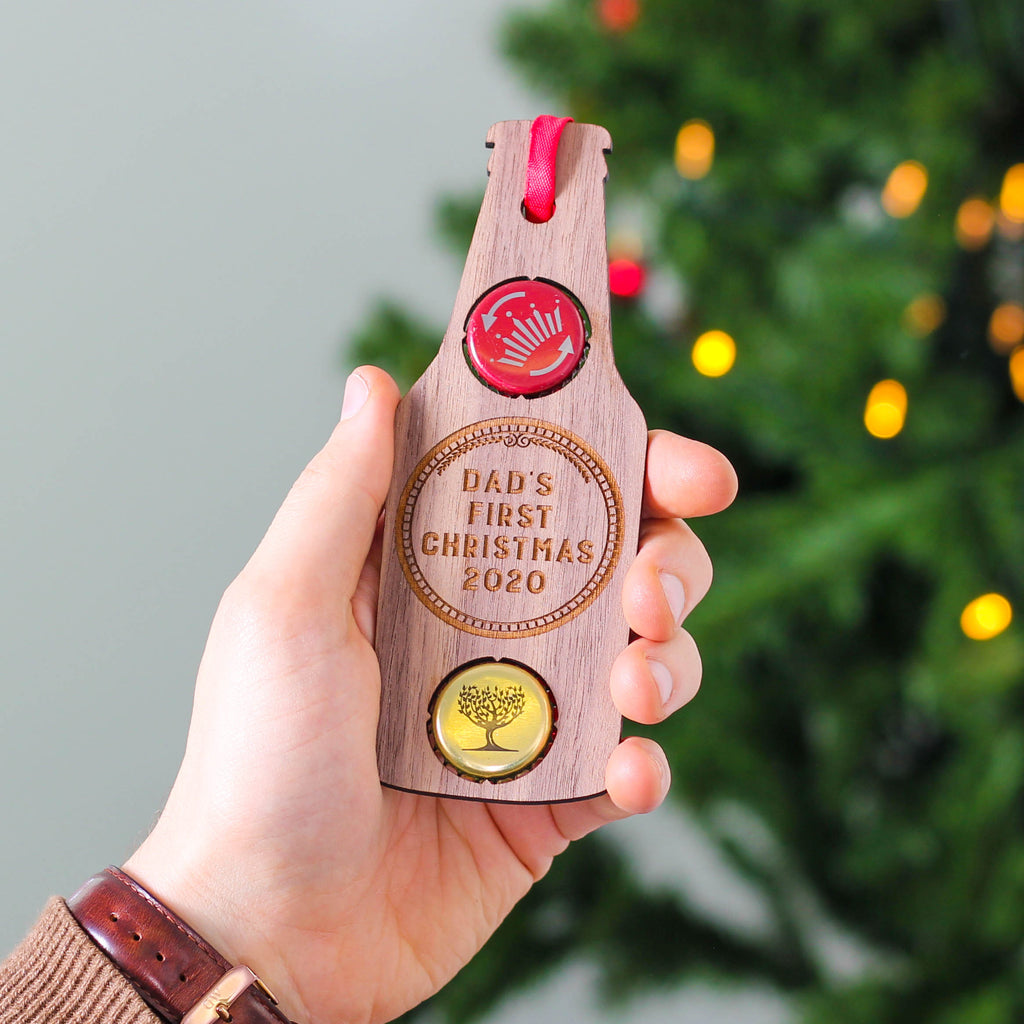 Personalised Beer Bottle Cap Christmas Tree Decoration