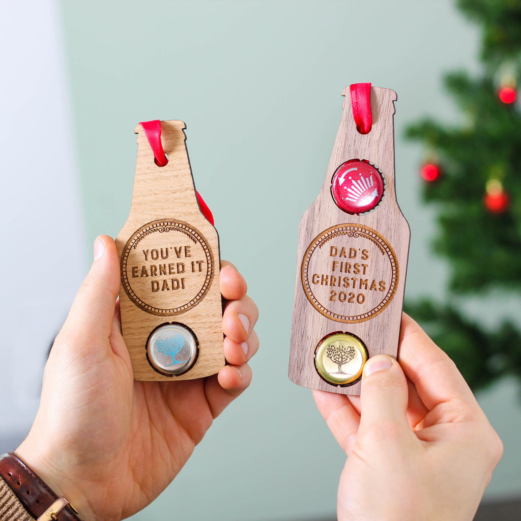 Personalised Beer Bottle Cap Christmas Tree Decoration