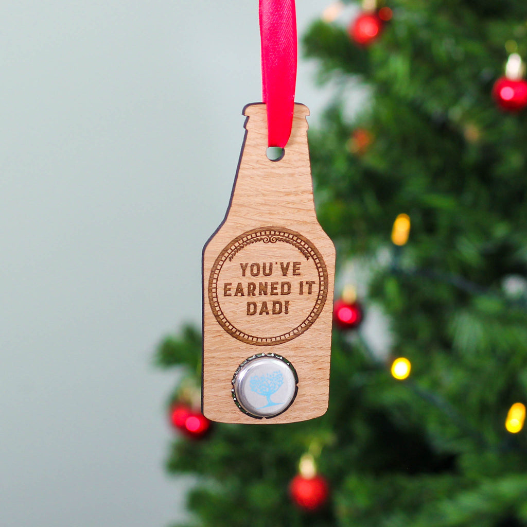 Personalised Beer Bottle Cap Christmas Tree Decoration