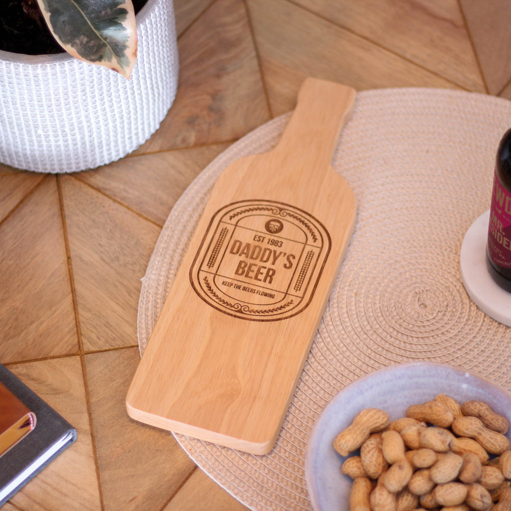 Personalised Beer Bottle Chopping Board For Dad