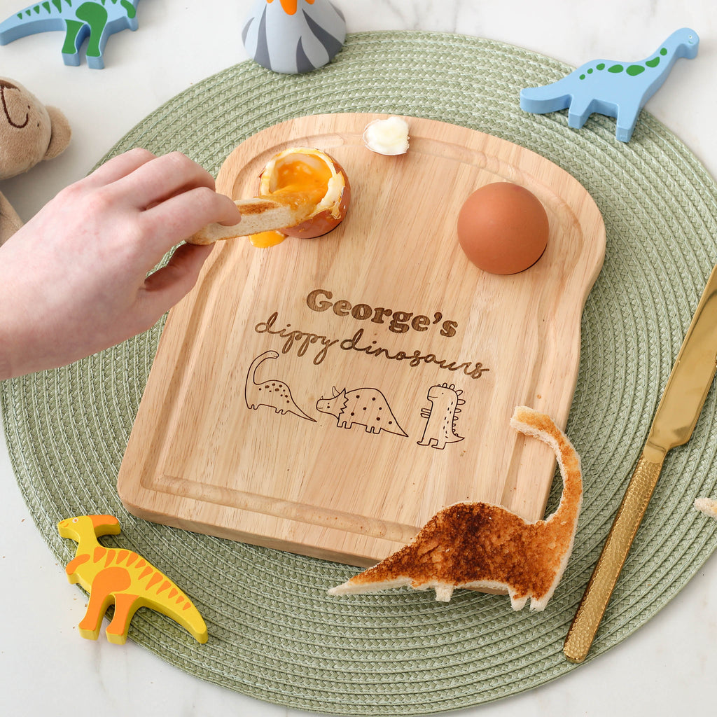 Personalised Dippy Eggs Dinosaurs Board For Children