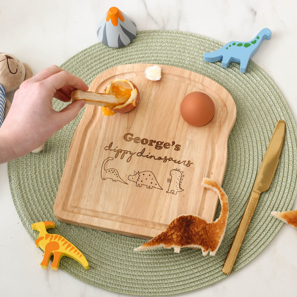 Personalised Dippy Eggs Dinosaurs Board For Children