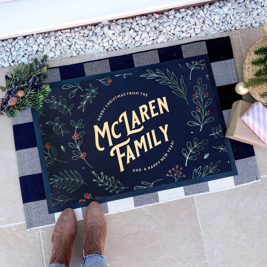 Personalised Family Christmas Wreath Doormat