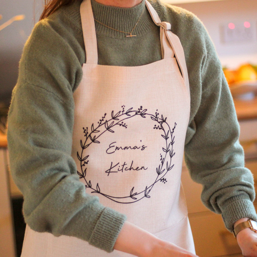 Personalised Floral Wreath Apron For The Kitchen