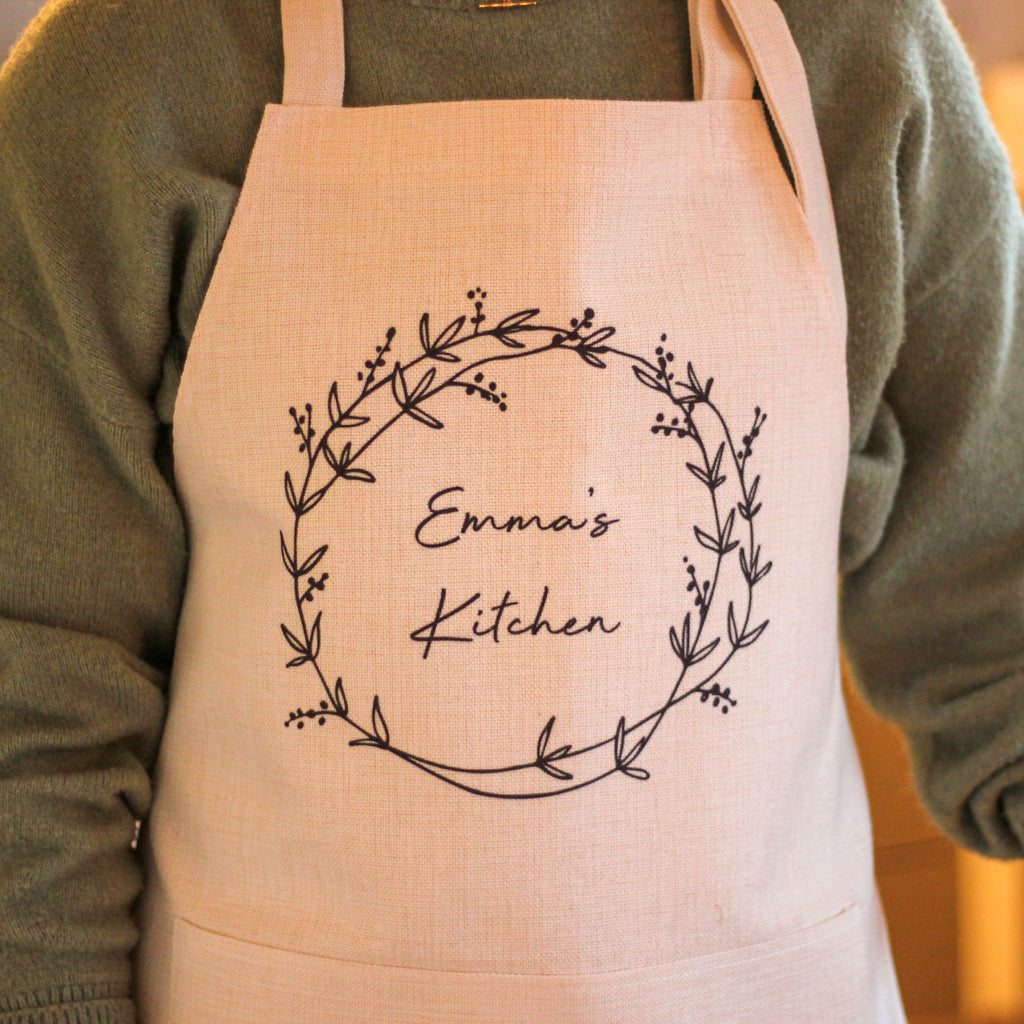 Personalised Floral Wreath Apron For The Kitchen