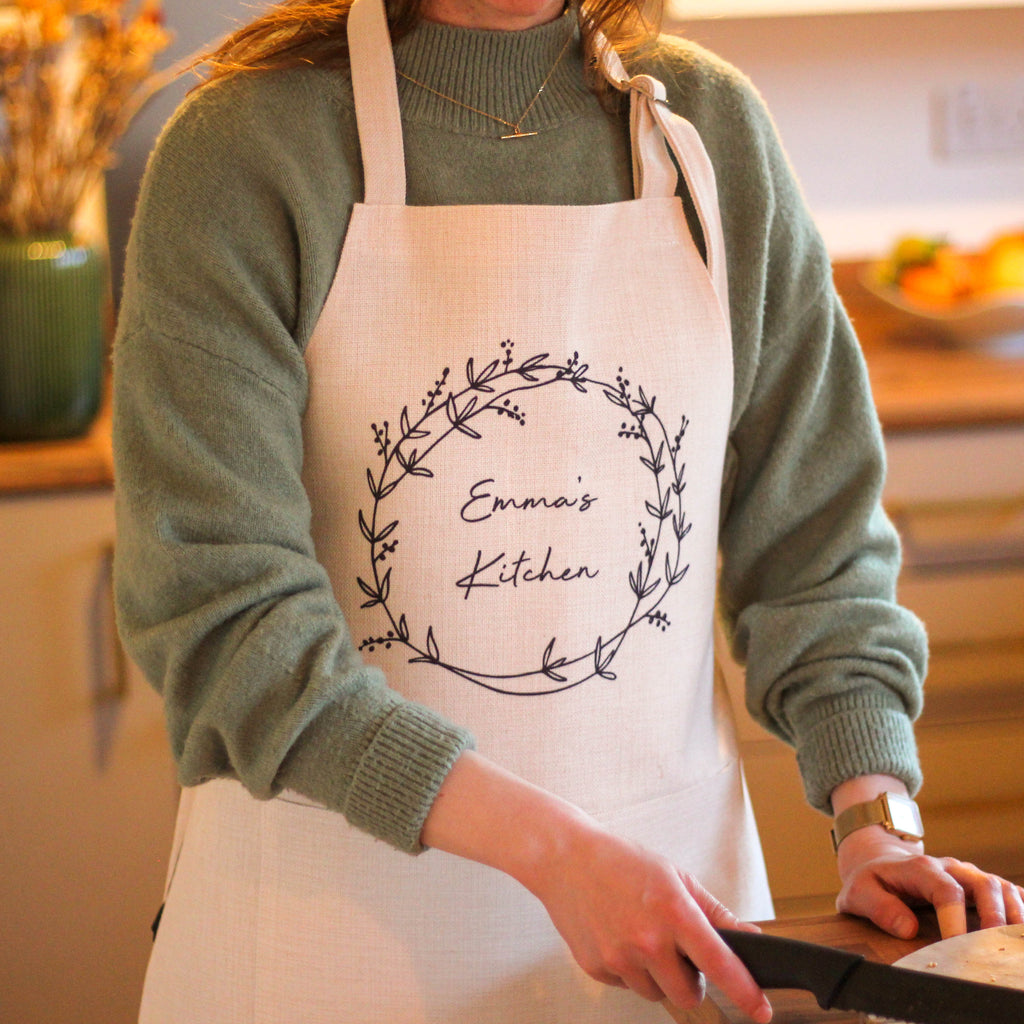 Personalised Floral Wreath Apron For The Kitchen