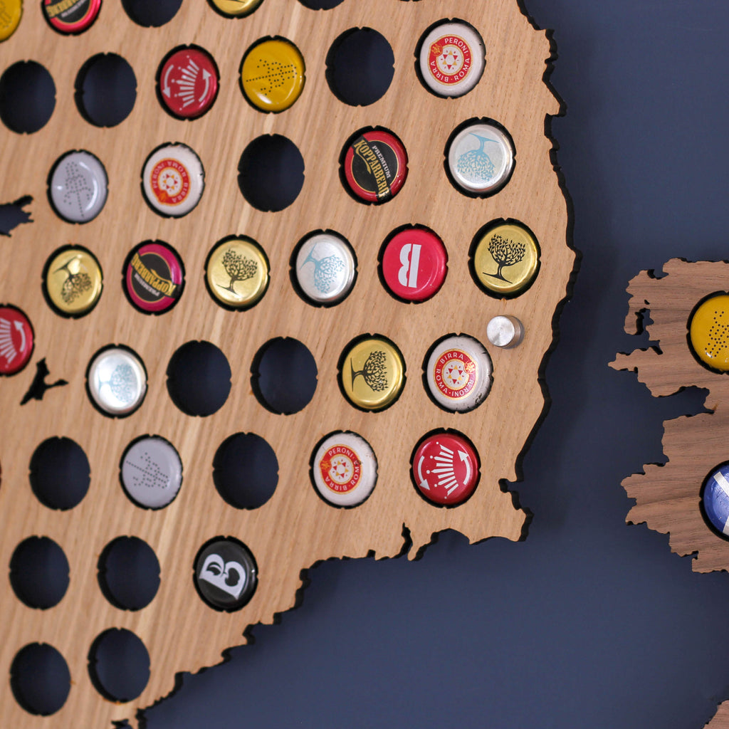 Personalised Ireland Beer Cap Map Wall Art