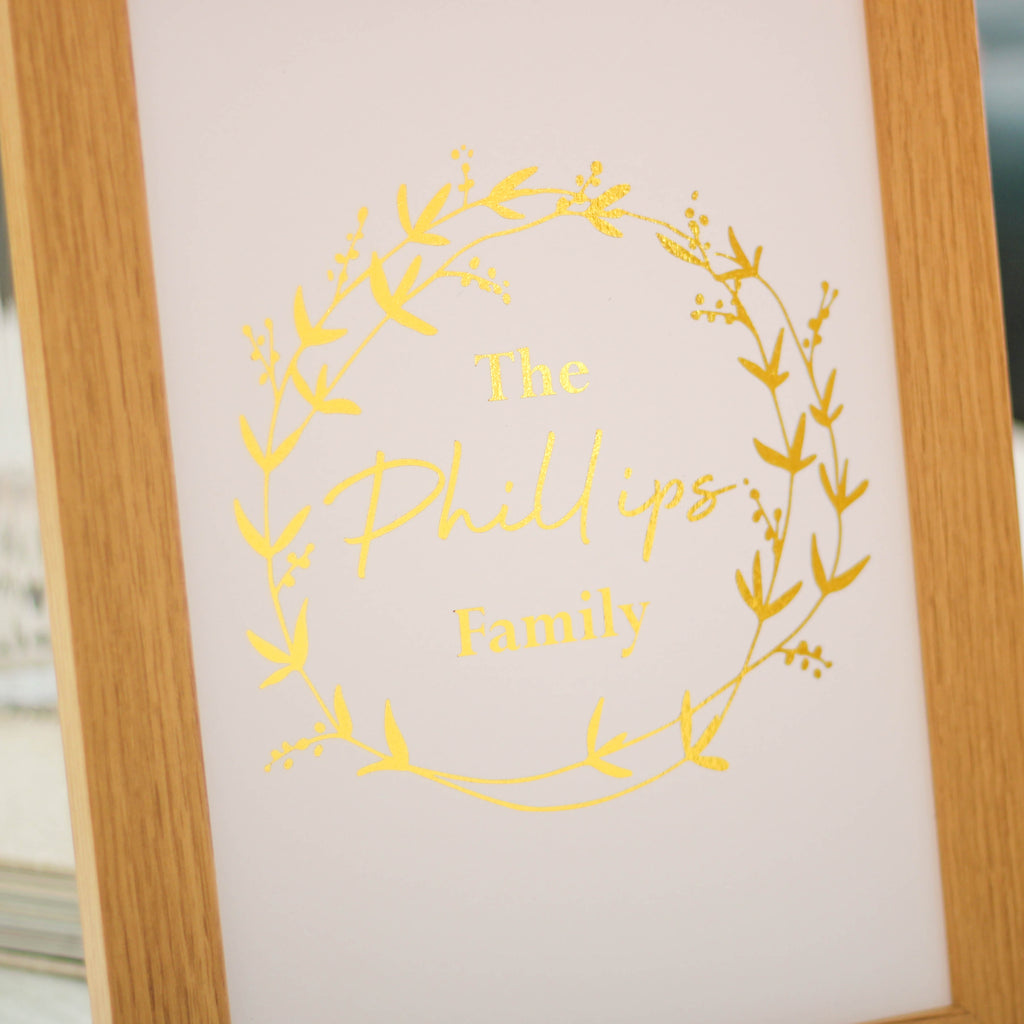 Personalised Metallic Foil Wreath Family Print