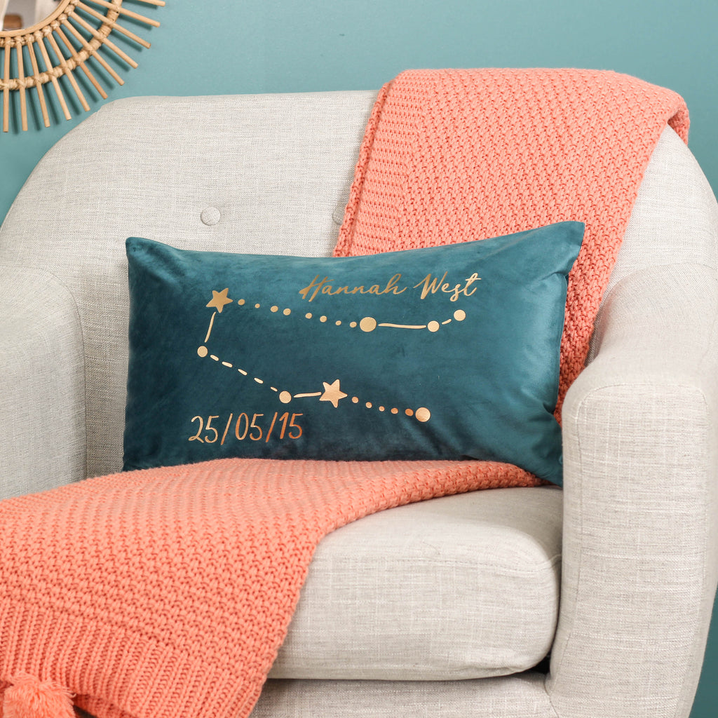 Personalised Star Sign Velvet Cushion For Her Home