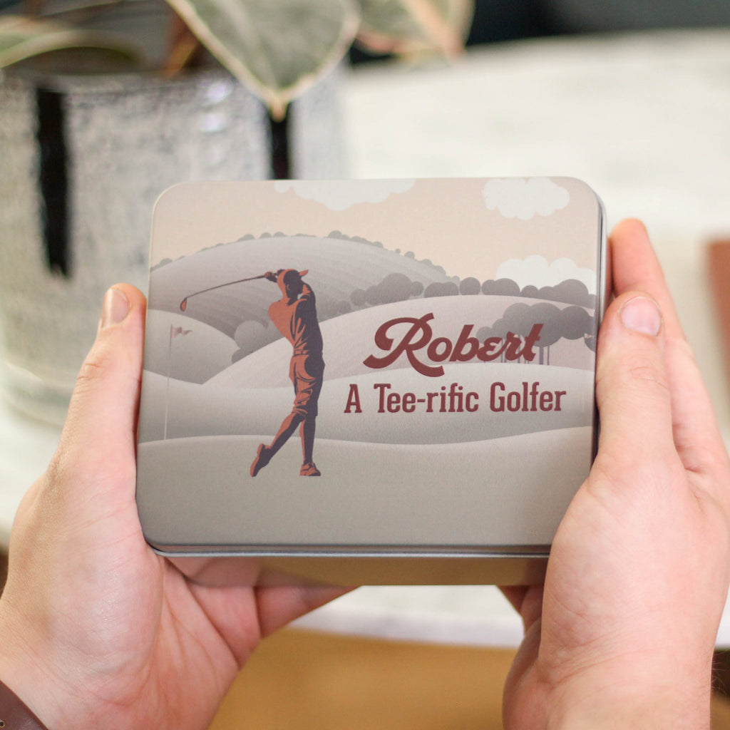 Personalised Retro Golf Tin Gift Set For Him