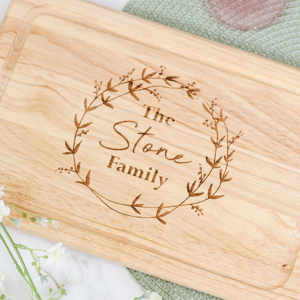 Personalised Wreath Chopping Board Gift For The Home