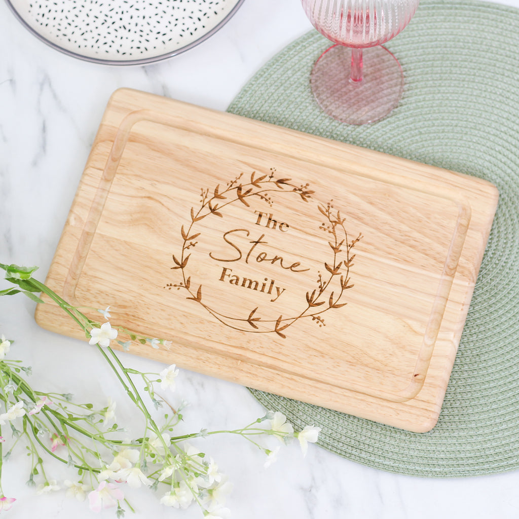 Personalised Wreath Chopping Board Gift For The Home