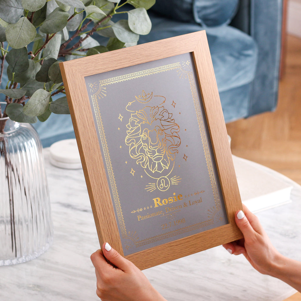 Personalised Zodiac Star Sign Metallic Foil Print