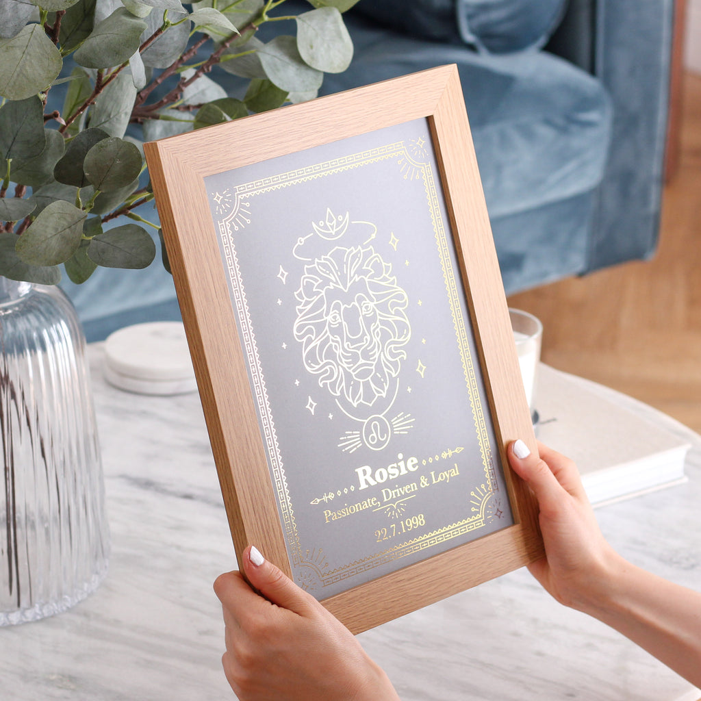 Personalised Zodiac Star Sign Metallic Foil Print