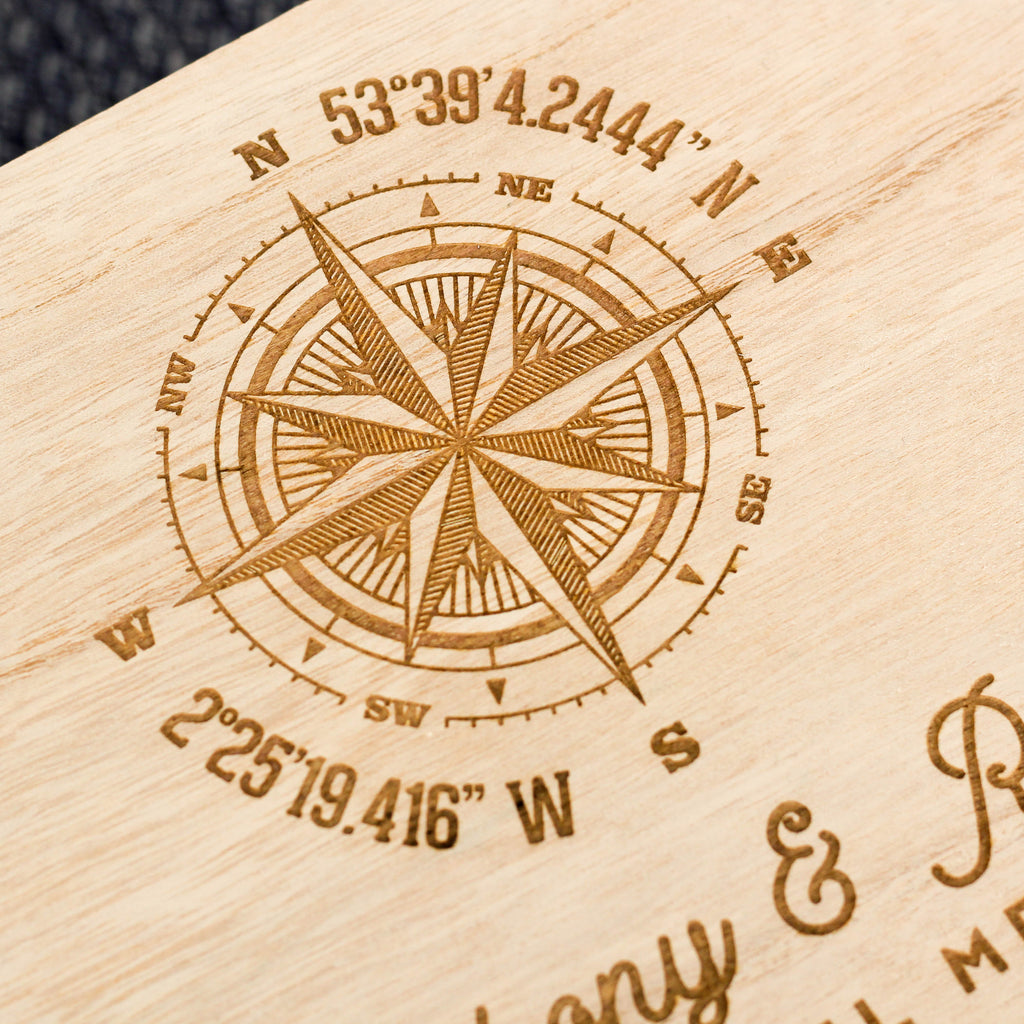 Personalised Compass Coordinates Travel Keepsake Box