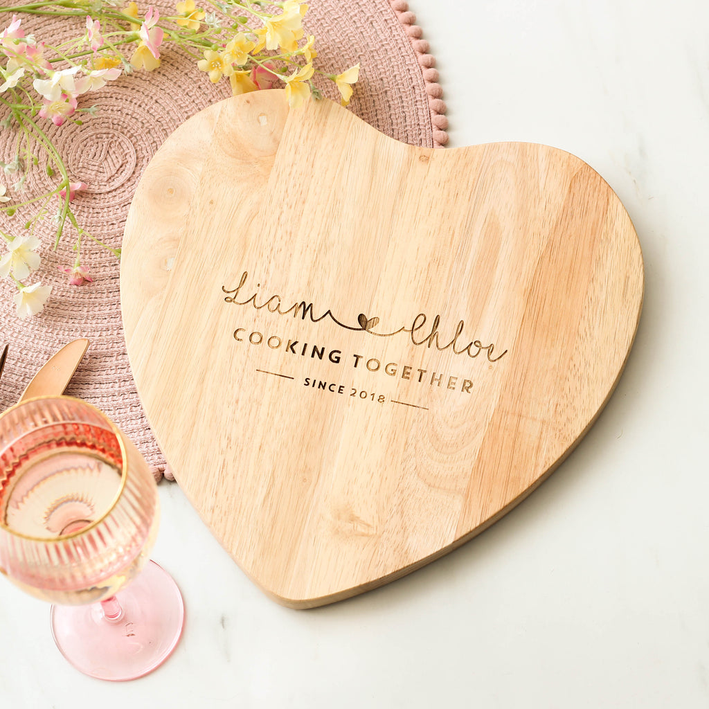 Personalised Cooking Together Heart Chopping Board