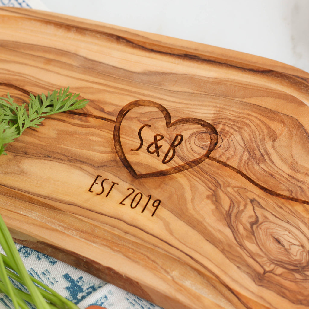 Personalised Couples Initials Heart Chopping Board