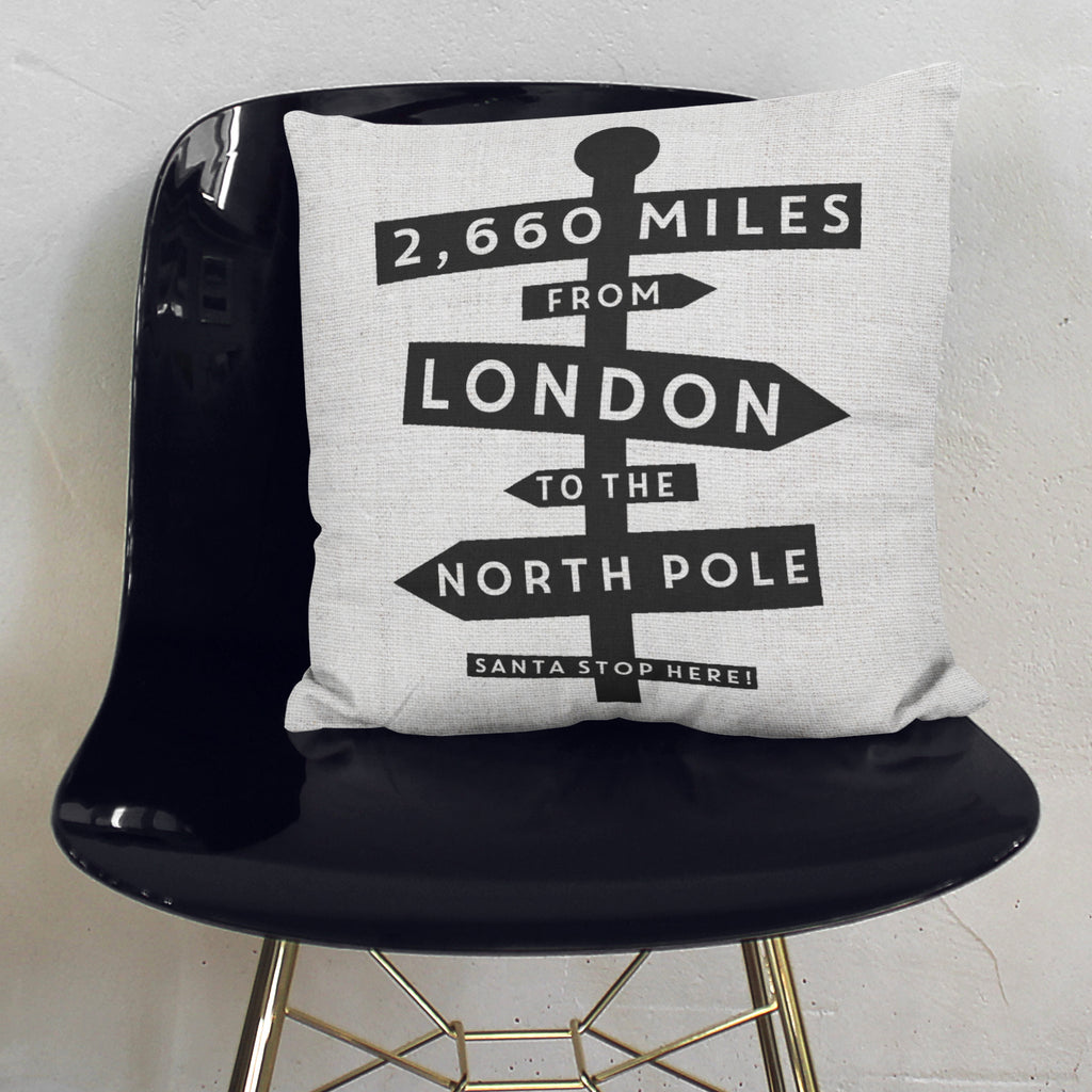 Personalised Distance From North Pole Cushion