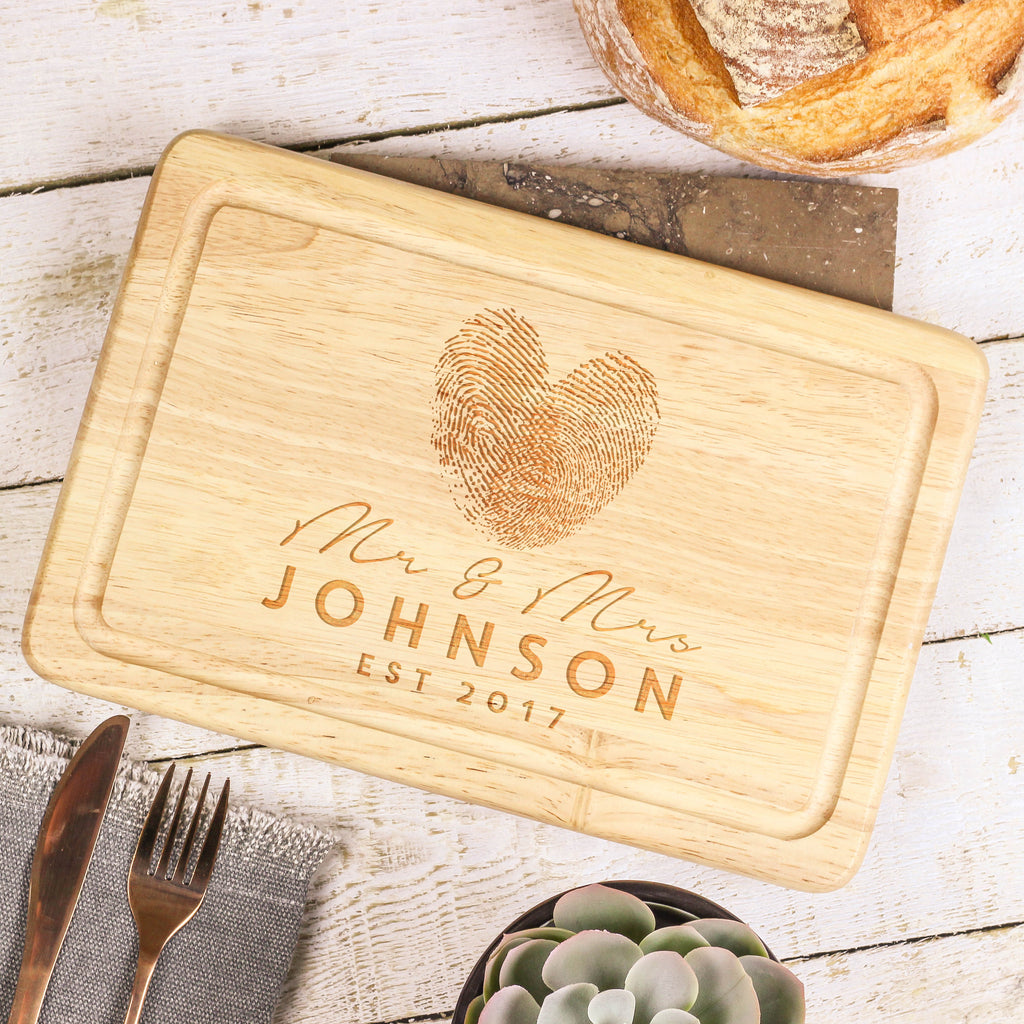 Personalised Finger Print Heart Chopping Board