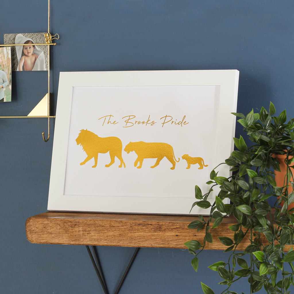 Personalised Lion Family Foil Print