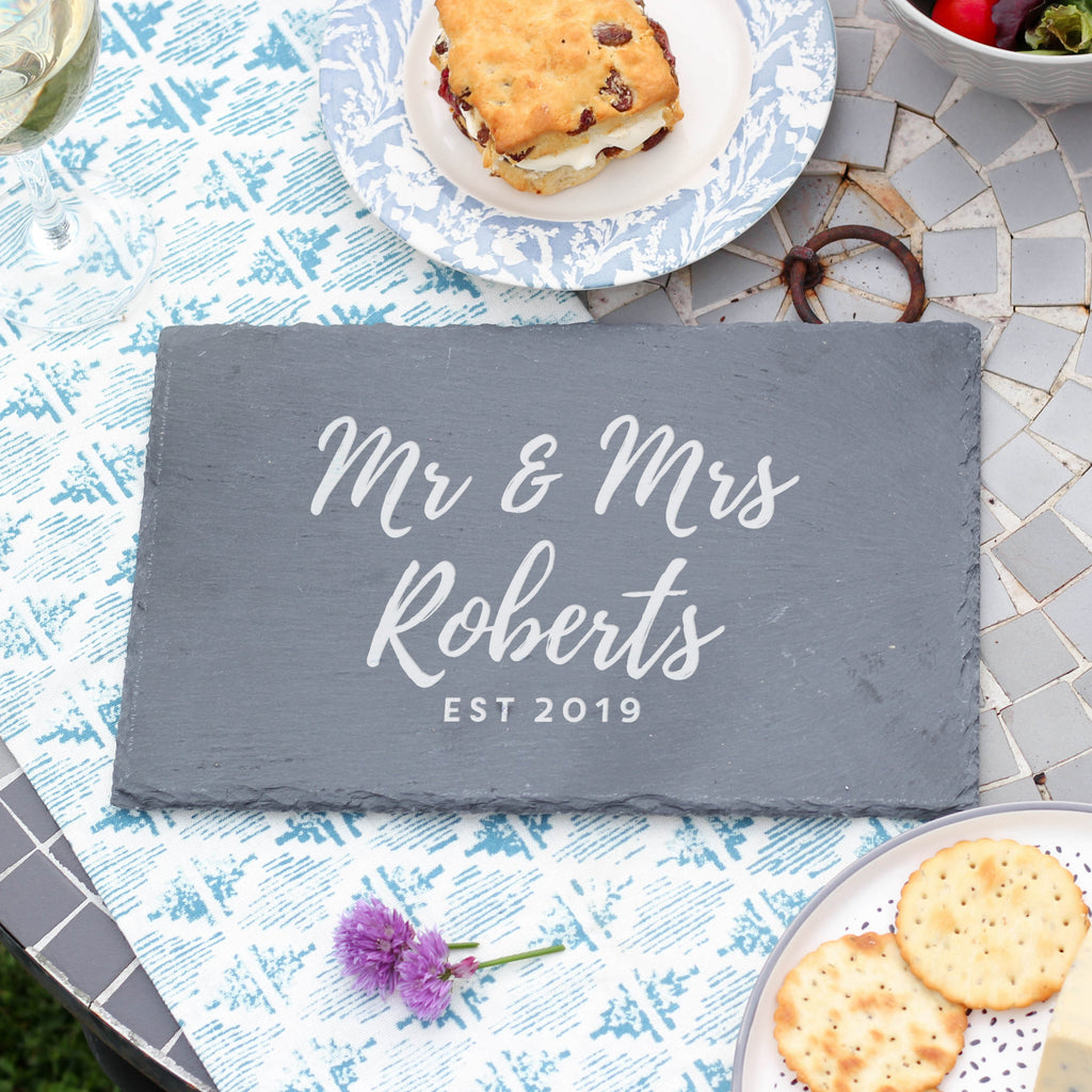Personalised Mr And Mrs Slate Board