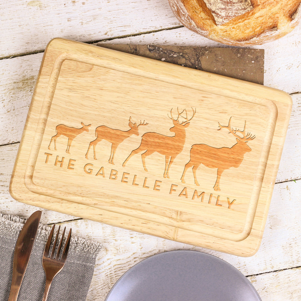 Personalised Stag Family Chopping Board