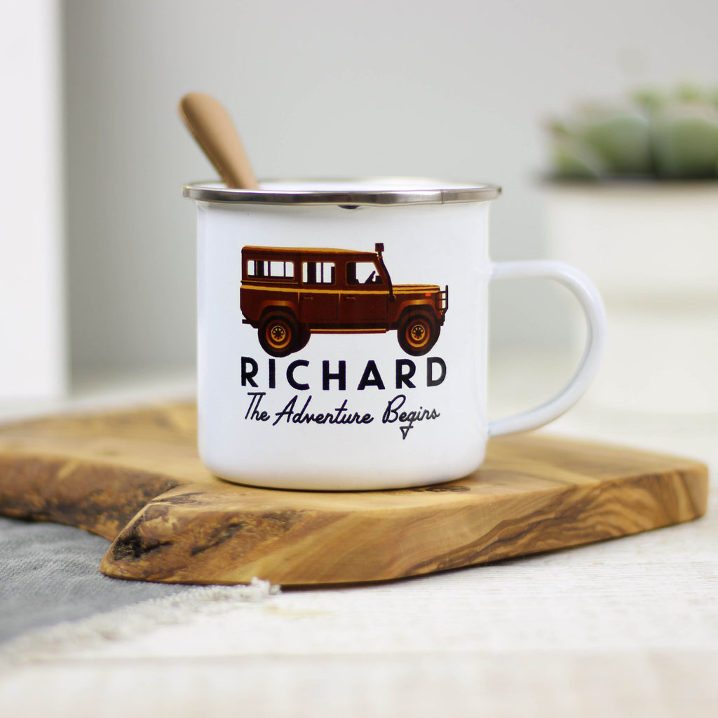 Personalised Truck Enamel Gift Mug For Home Or Outdoors