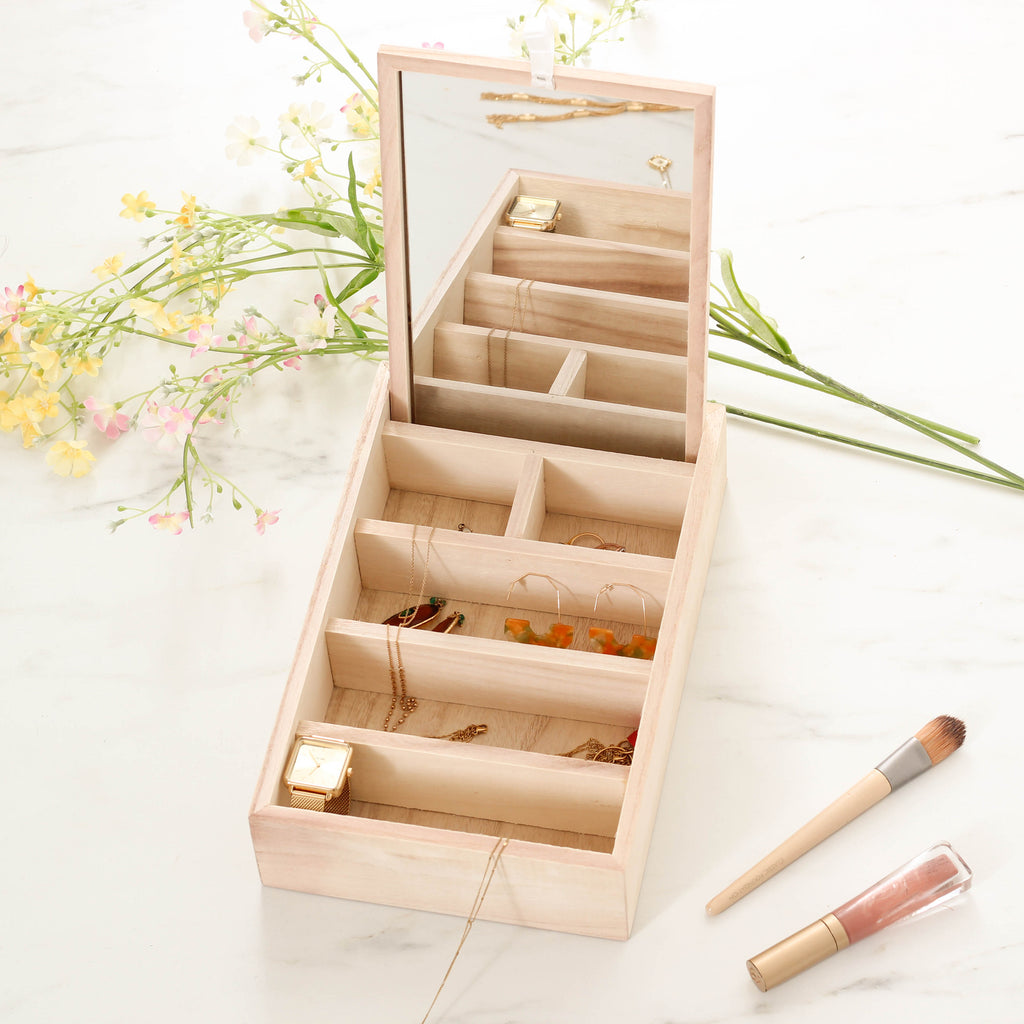 Personalised Wooden Jewellery Box With Mirror