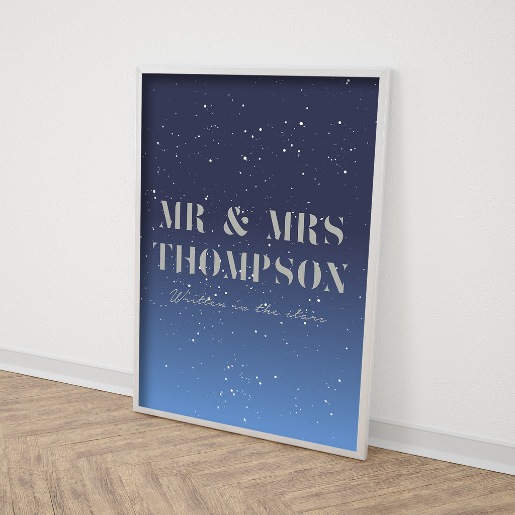 Personalised Mr And Mrs Stars Print