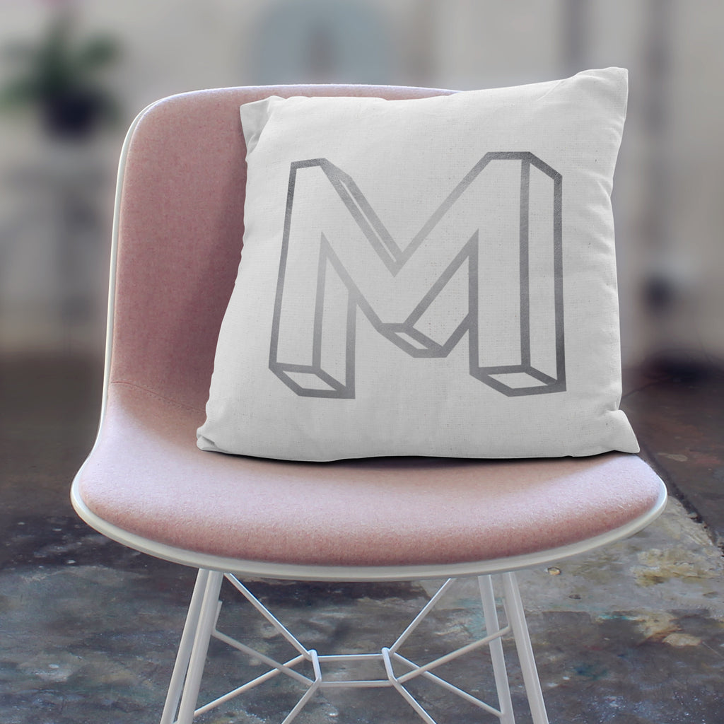 Personalised 3D Gold Initial Cushion