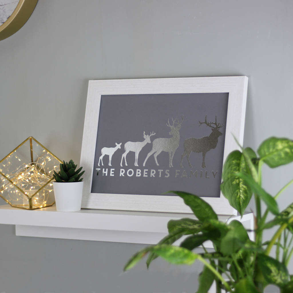 Personalised Stag Family Foil Print