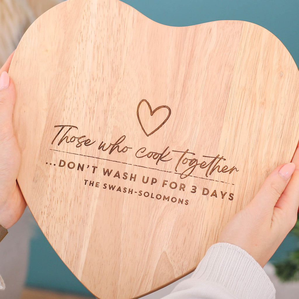 Personalised Those Who Cook Together Heart Chopping Board