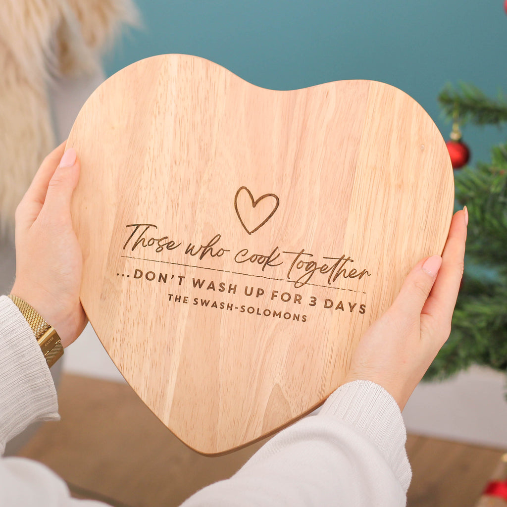 Personalised Those Who Cook Together Heart Chopping Board