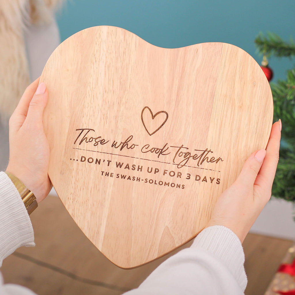 Personalised Those Who Cook Together Heart Chopping Board