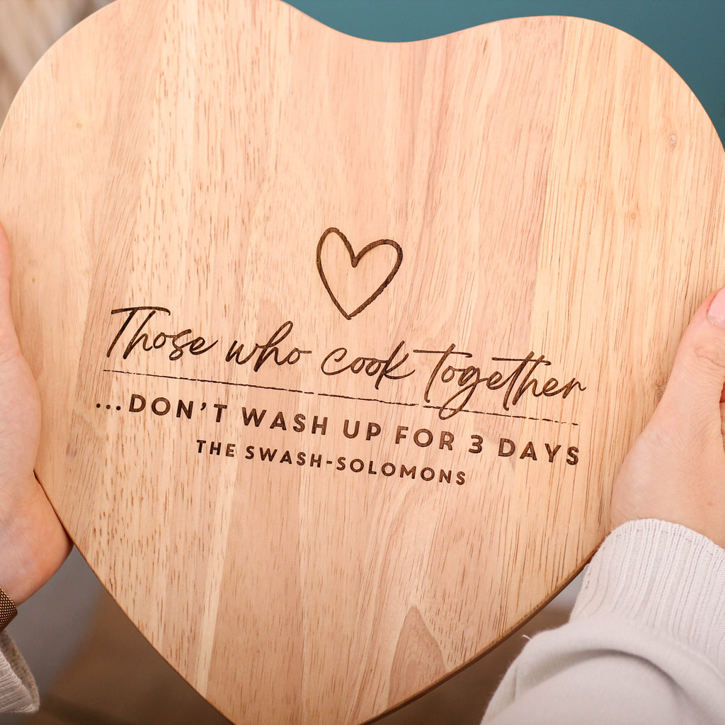 Personalised Those Who Cook Together Heart Chopping Board