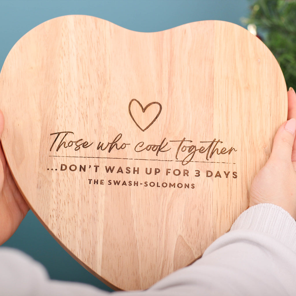 Personalised Those Who Cook Together Heart Chopping Board