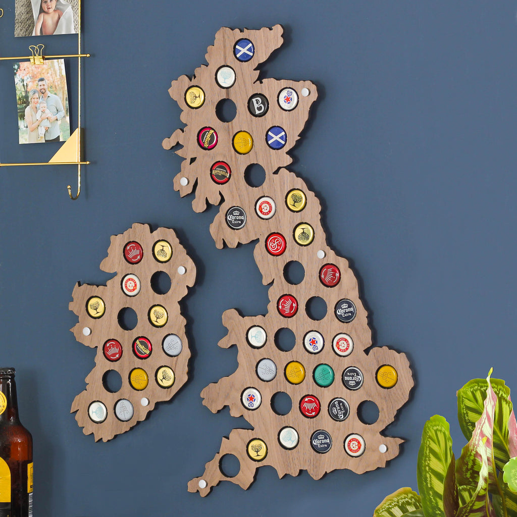 British Isles Beer Collector Cap Map Wall Art
