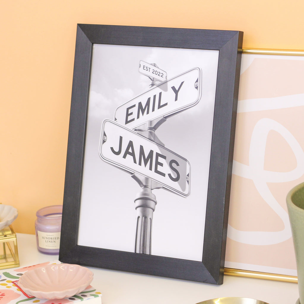 Personalised Couples Street Sign New Home Print