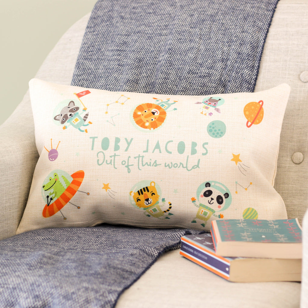 Personalised Animals In Space Cushion