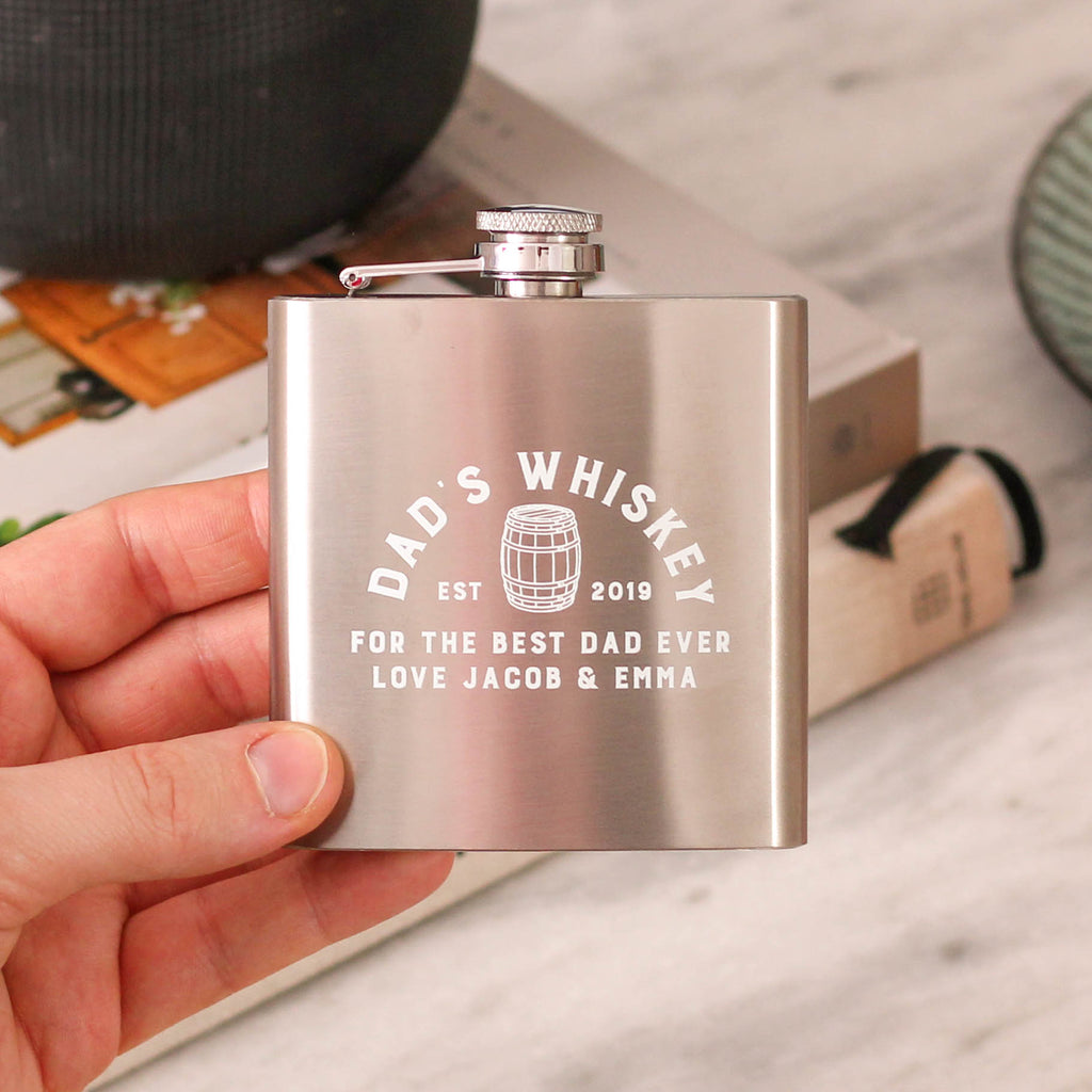 Personalised Whiskey Hip Flask Gift For Dad
