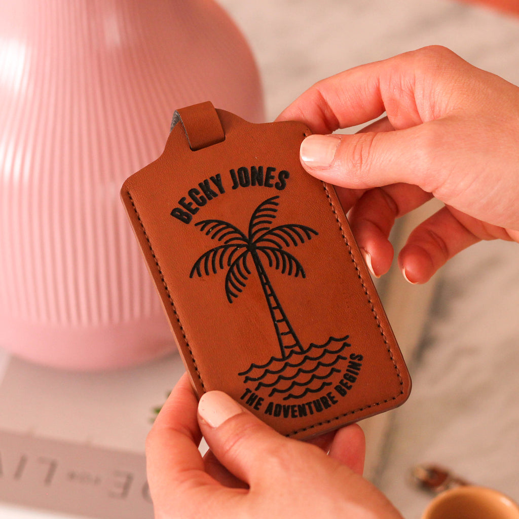 Personalised Palm Tree Luggage Tag Travel Accessory