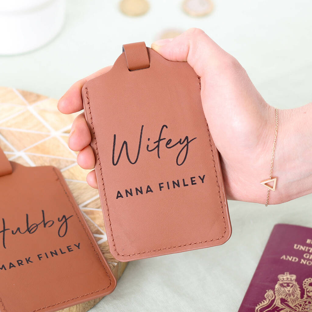 Personalised Hubby And Wifey Honeymoon Luggage Tag Set