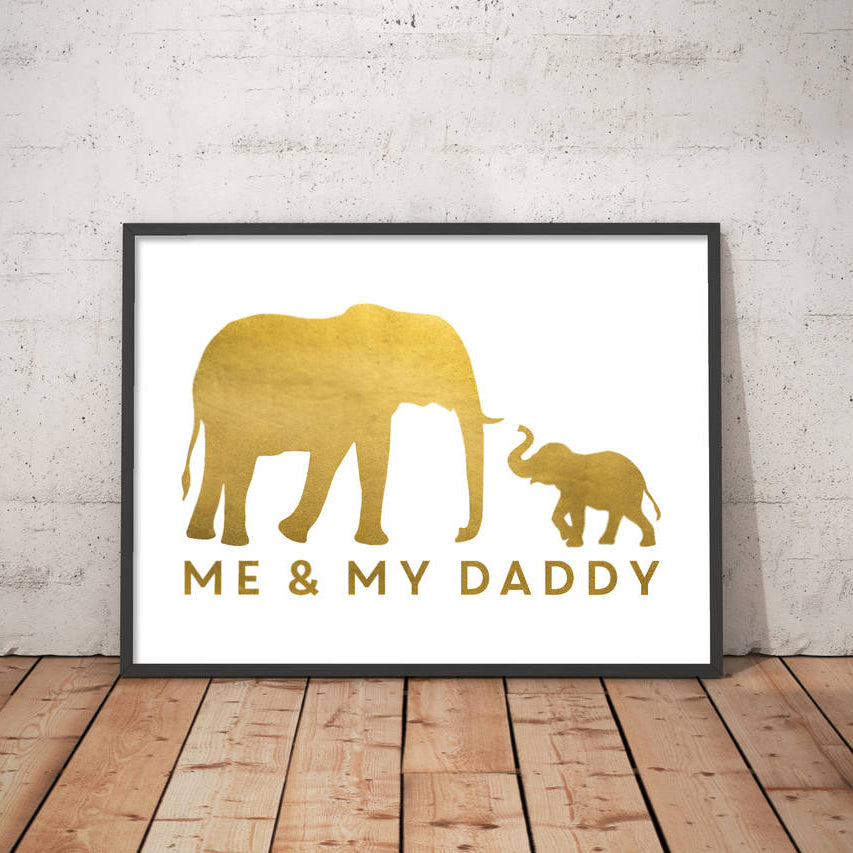 Personalised Me And Dad Elephant Print