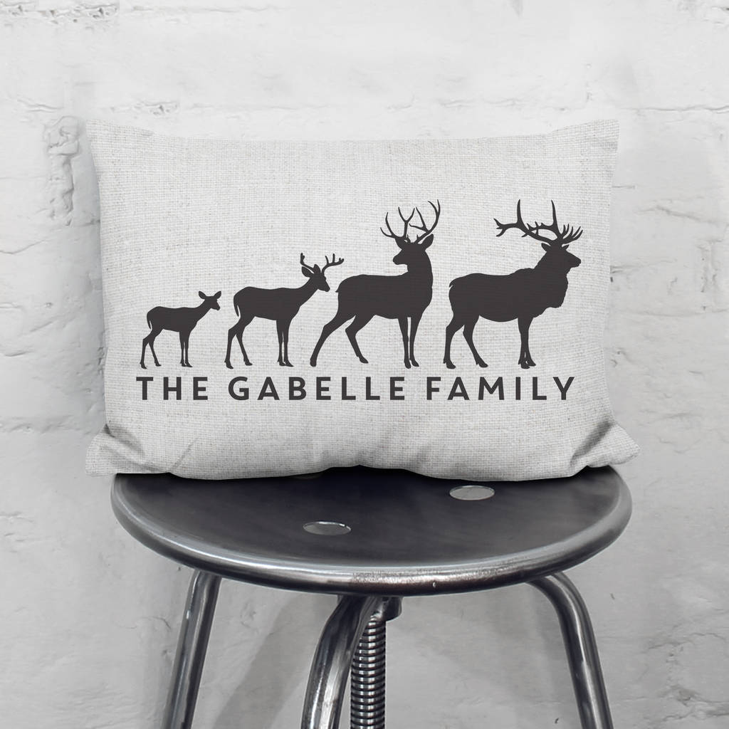 Personalised Stag Family Cushion